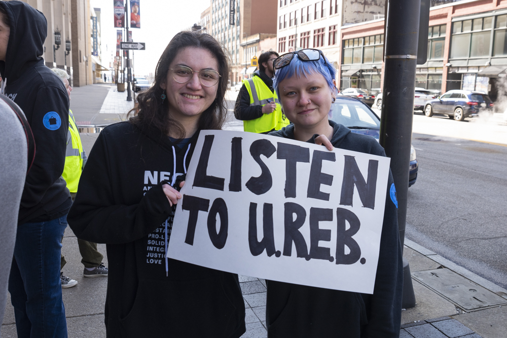 United Residents of Euclid Beach rally to demand documentation and humane solutions from WRLC in front of the Caxton Bldg., downtown Cleveland on March 28th, 2023